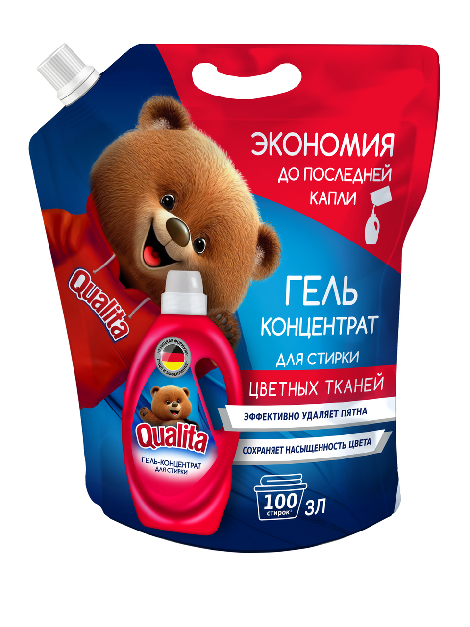 Изображение товара Гель для стирки Qualita для цветного белья концентрат, 3л