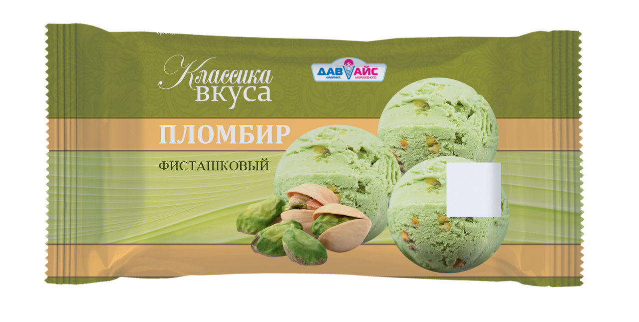 Мороженое пломбир Давайс Классика вкуса Фисташковое с арахисом ГОСТ, 200г