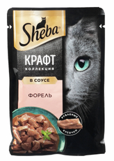 Корм влажный Sheba Крафт форель кусочки в соусе, 75г