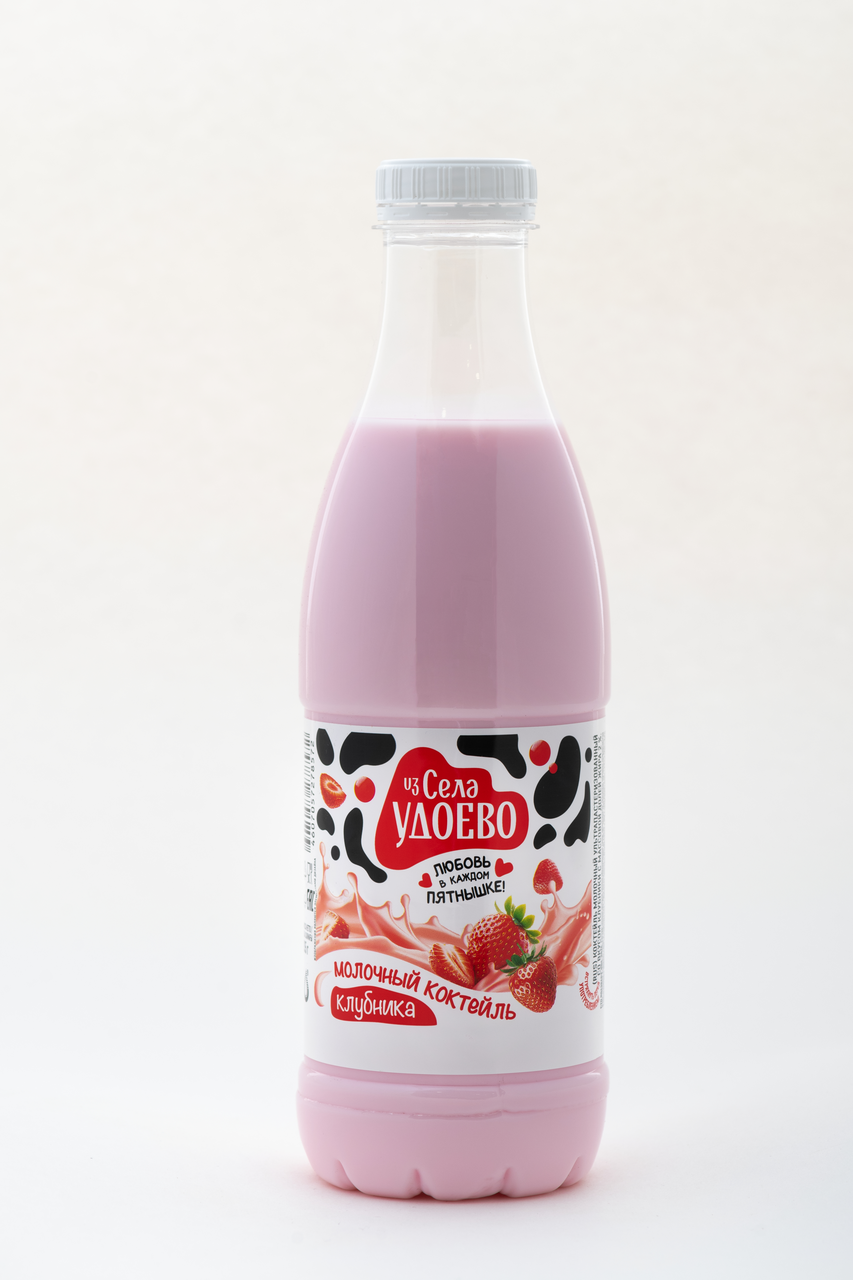 Коктейль молочный Из села Удоево с клубникой 2%, 835г