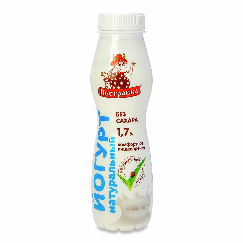 Йогурт питьевой Пестравка натуральный 1.7%, 270г