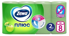 Туалетная бумага Zewa Плюс Яблоко 2-слойная, 8 рулонов