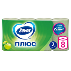 Туалетная бумага Zewa Плюс Яблоко 2-слойная, 8 рулонов