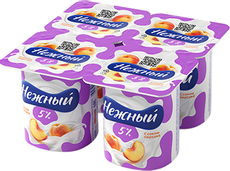 Продукт йогуртный Нежный с персиком 5%, 100г