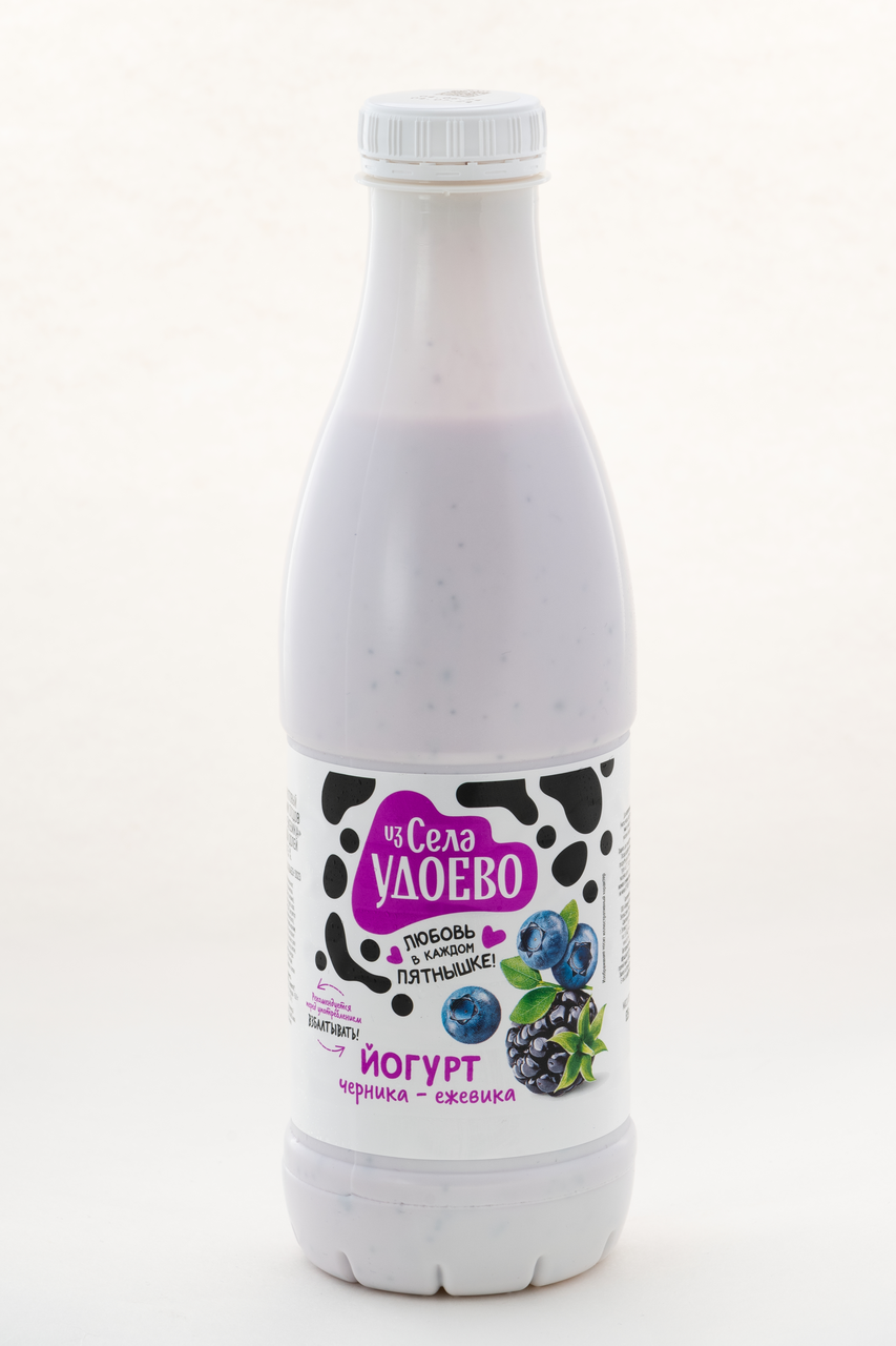 Йогурт питьевой Из села Удоево с черникой и ежевикой 1.5%, 835г