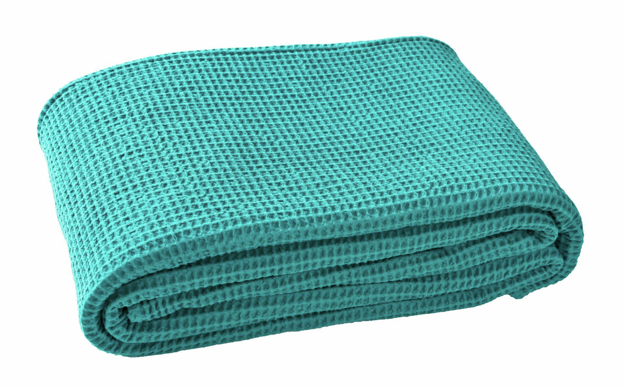 Tarrington House Плед хлопковый вафельный аквамариновый, 220 x 240см