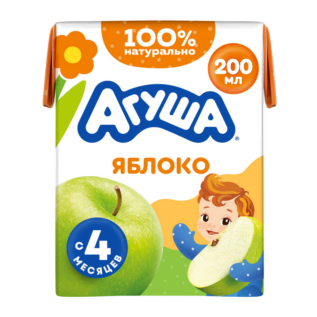 Изображение товара Сок детский Агуша Яблоко с 4 месяцев, 200мл