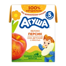 Сок детский Агуша Яблоко-персик с мякотью, 200мл
