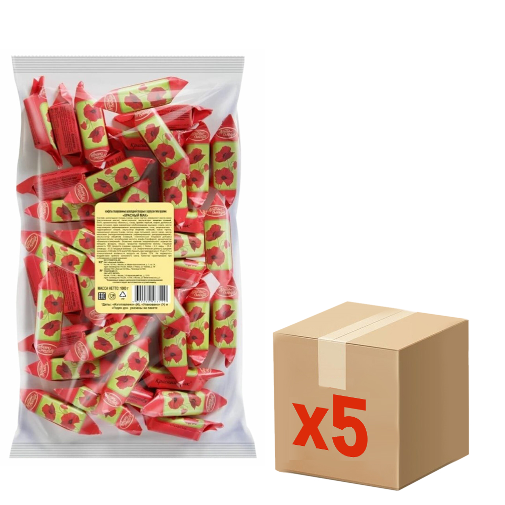 Конфеты Красный Октябрь Красный мак, 1кг x 5 шт