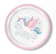 Тарелка одноразовая Единорог бумажная 18см, 6шт