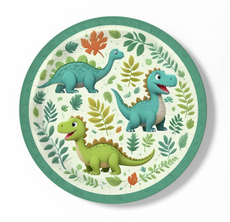 Тарелка одноразовая Динозавры бумажная 18см, 6шт