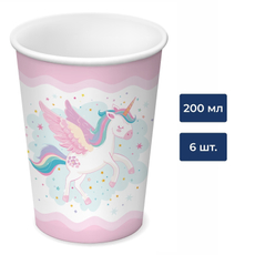 Стакан одноразовый Единорог бумажный, 200мл