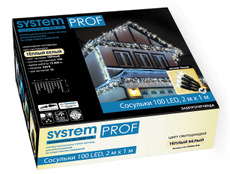 Электрогирлянда сосульки Glos System Prof 100Led теплый белый, 2 x 1м