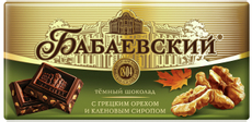 Шоколад Бабаевский темный с грецким орехом и кленовым сиропом 51.5%,75г