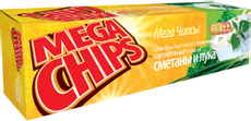 Чипсы-пластины Mega Chips картофельные со сметаной и луком, 100г