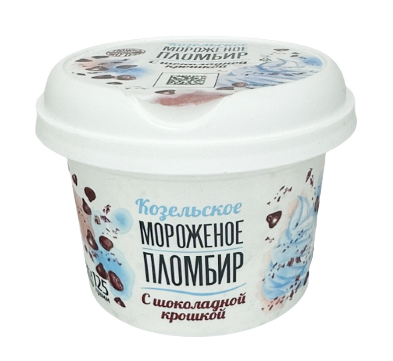 Мороженое пломбир Козельское молоко с шоколадной крошкой ГОСТ, 125г