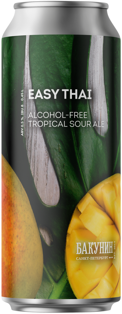 Изображение товара Пивной напиток Бакунин Easy Thai безалкогольный, 0.45л