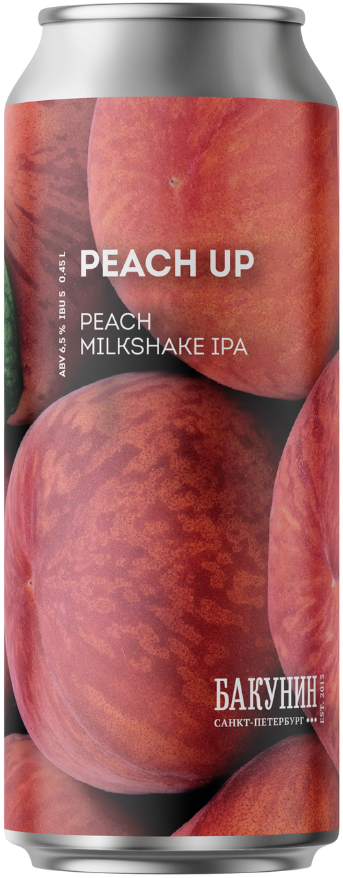 Изображение товара Пивной напиток Бакунин Peach Up Milkshake IPA нефильтрованный, 0.45л