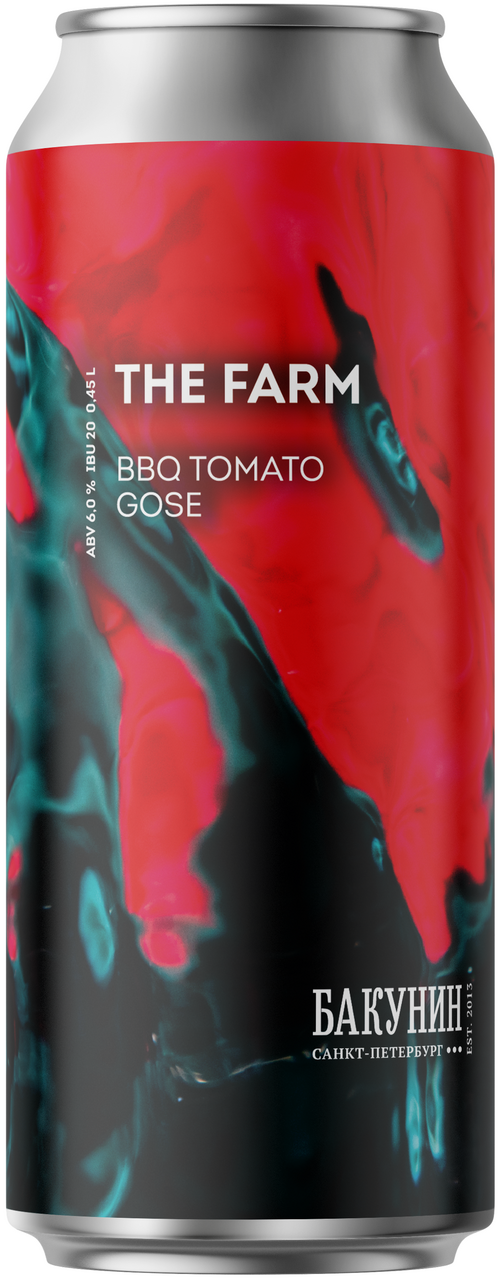 Изображение товара Пивной напиток Бакунин The Farm BBQ Tomato Gose нефильтрованный, 0.45л