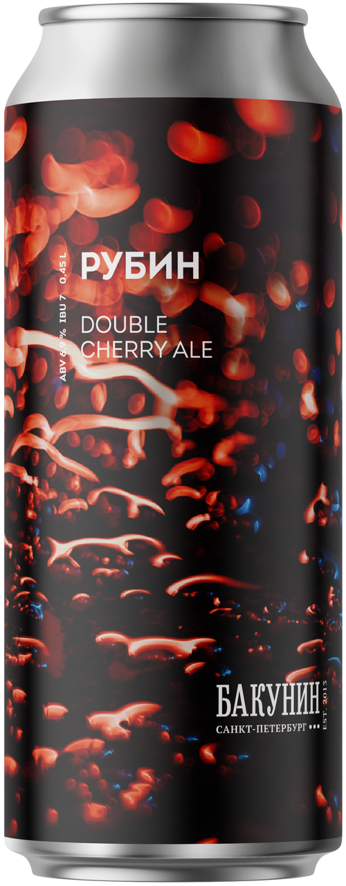 Изображение товара Пивной напиток Бакунин Рубин Double Cherry Ale нефильтрованный, 0.45л