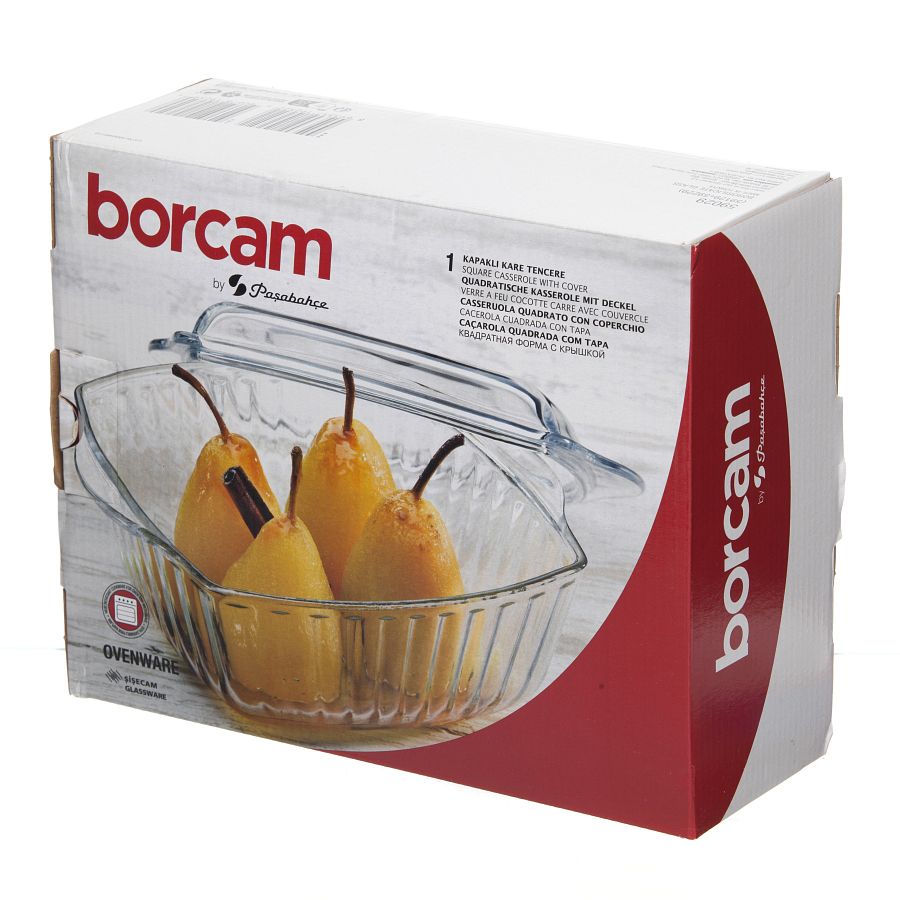 Изображение товара Форма для запекания Borcam с крышкой 1.87л из жаропрочного стекла