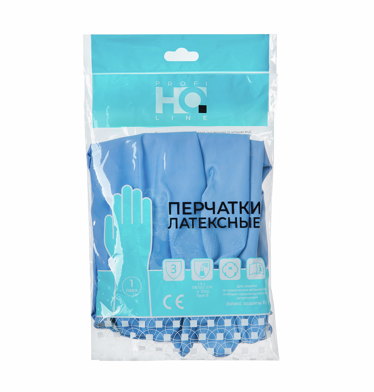 Перчатки Home Queen Profline латексные синие химически стойкие размер L