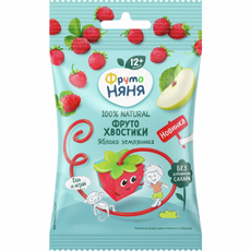 Кусочки фруктовые детские ФрутоНяня Хвостики Яблоко и земляника с 12 месяцев, 15г