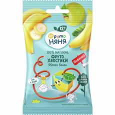 Кусочки фруктовые детские ФрутоНяня Хвостики Яблоко и банан с 12 месяцев, 15г