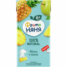 Сок детский ФрутоНяня Яблоко и ананас с 6 месяцев, 200мл