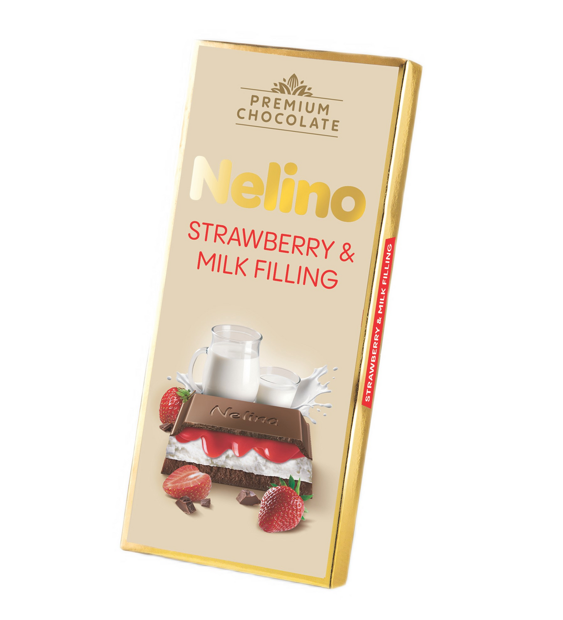 Шоколад Nelino Excellence молочный с клубникой и молочной начинкой, 85г