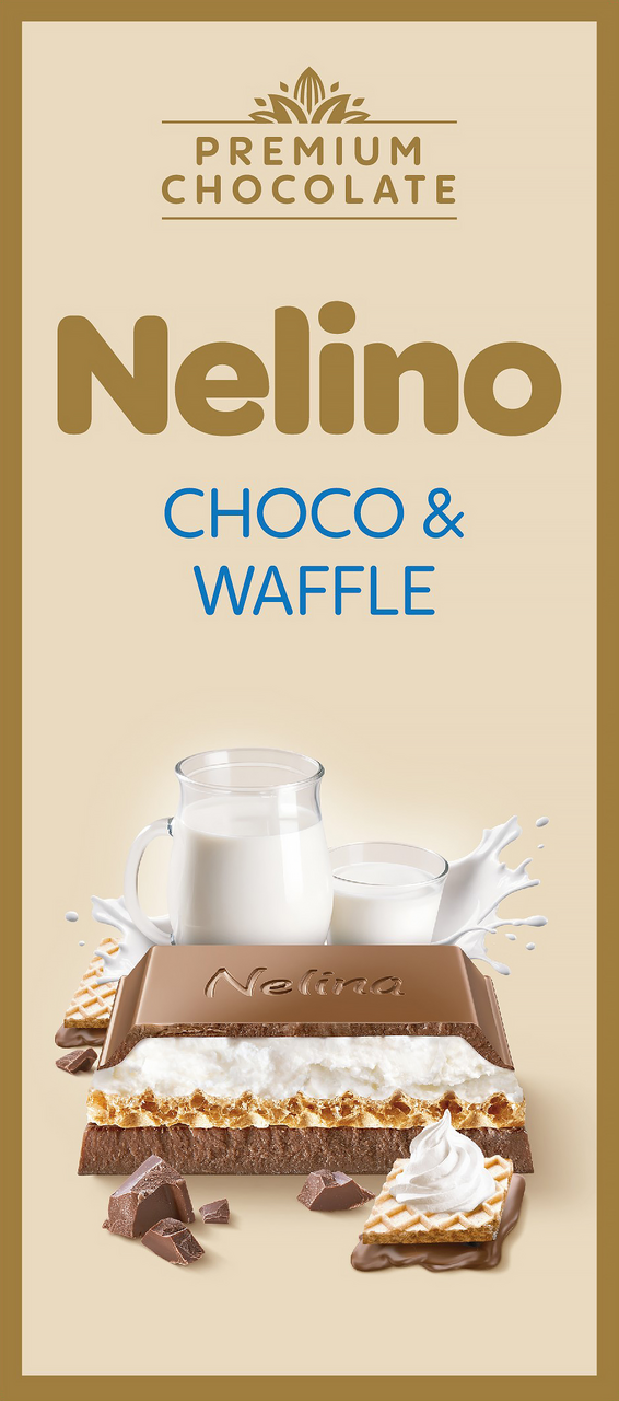 Шоколад Nelino молочный с вафлей и молочной начинкой, 85г