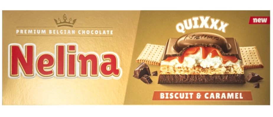 Шоколад Nelino Quixxx молочный с орехом карамелью печеньем и молочной начинкой, 270г