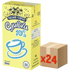 Сливки Белый город ультрапастеризованные 10%, 500мл x 24 шт