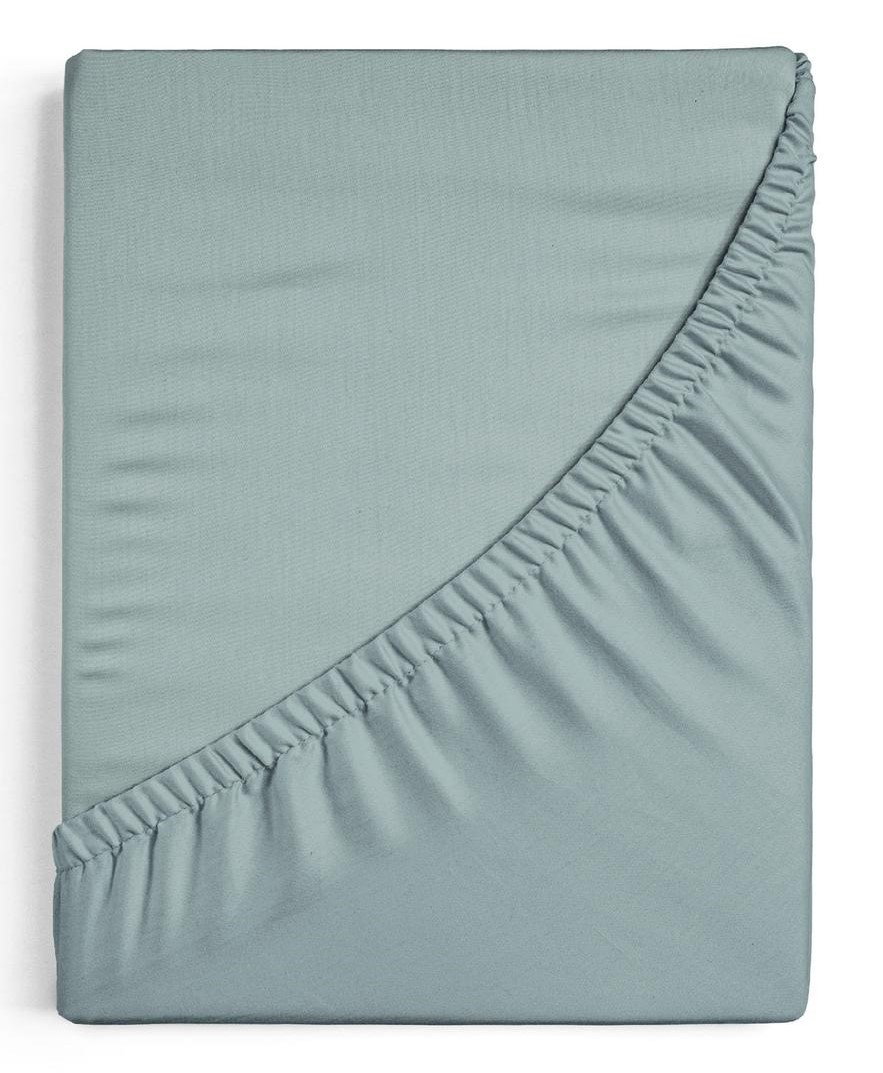 Простыня Niteva на резинке поплин серо-голубая, 180 x 200+25см