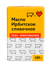 Масло сливочное Ирбитский молочный завод Крестьянское 72.5%, 180г