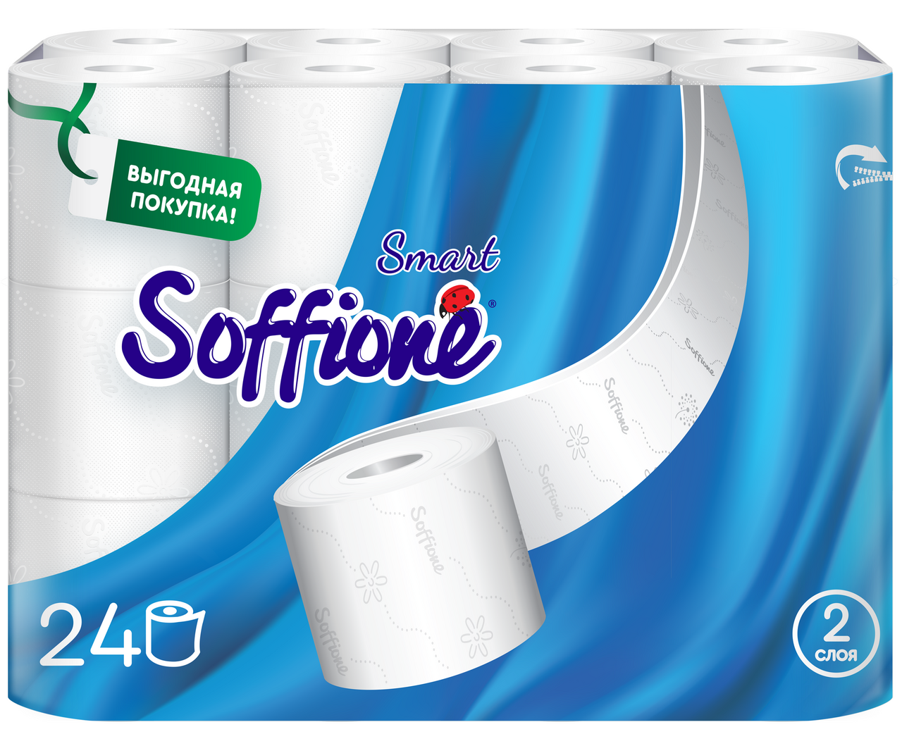 Туалетная бумага Soffione Smart двуслойная 24 рулона