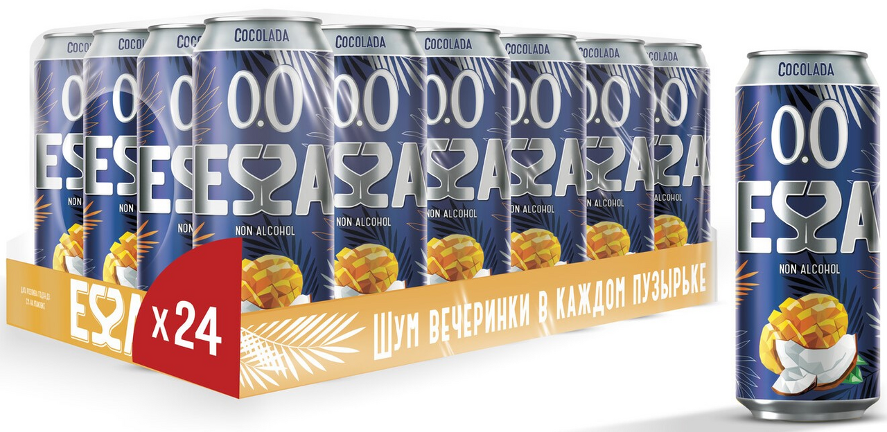 Изображение товара Безалкогольный пивной напиток Essa Cocolada 0.45л 24 шт фруктовый тропический вкус