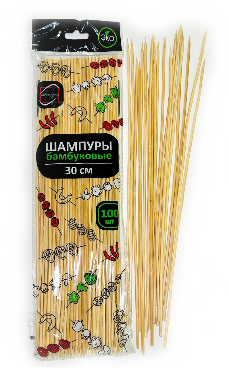 Шампуры Континентпак бамбуковые 300мм, 100шт