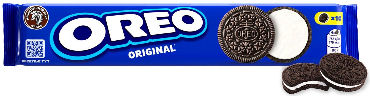 Печенье сэндвич Oreo Original с какао и начинкой с ванильным вкусом, 95г