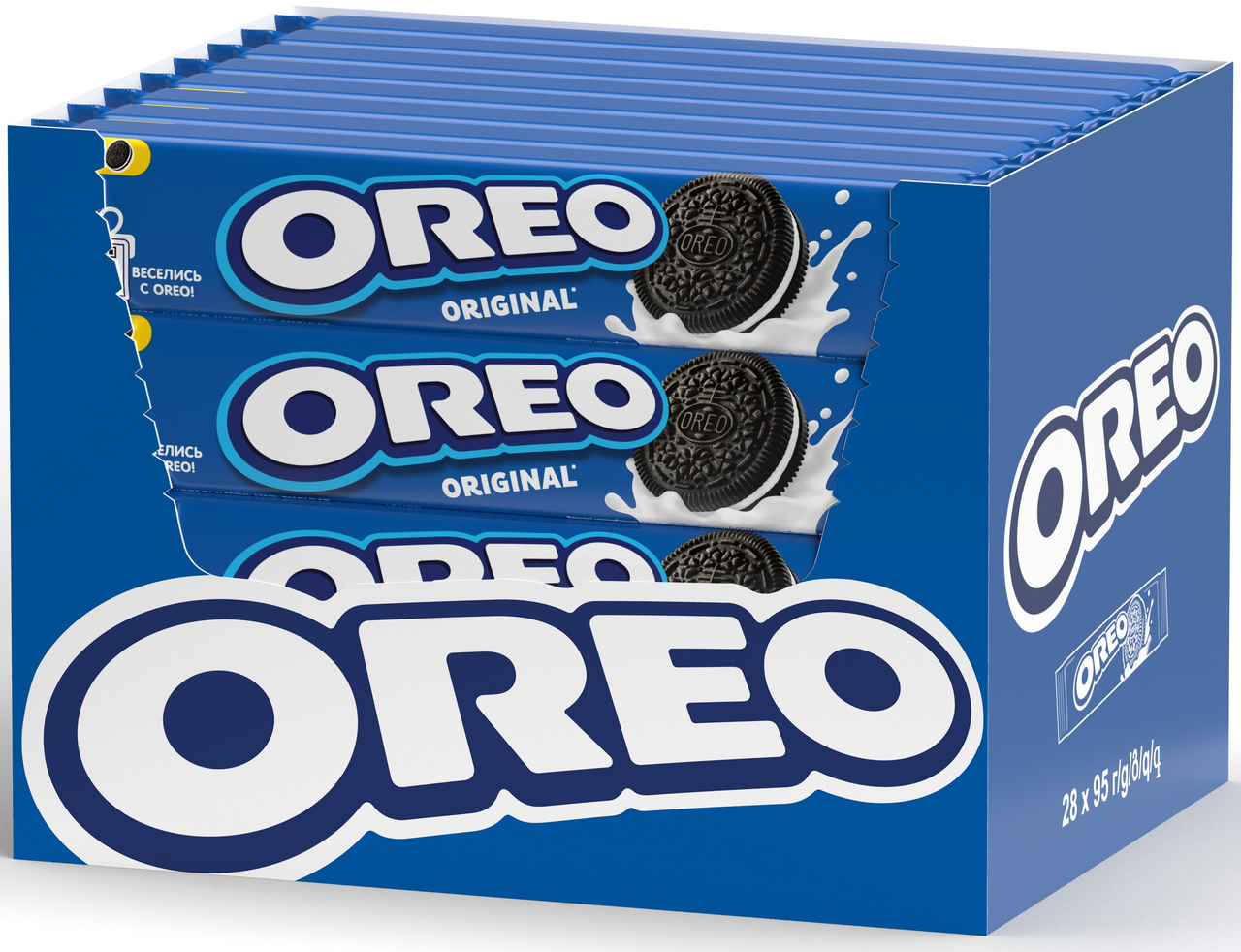 Печенье сэндвич Oreo Original с какао и начинкой с ванильным вкусом, 95г x 28 шт