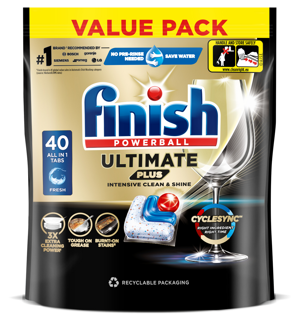 Изображение товара Таблетки для посудомоечной машины Finish Ultimate Plus Cyclesync 40 шт