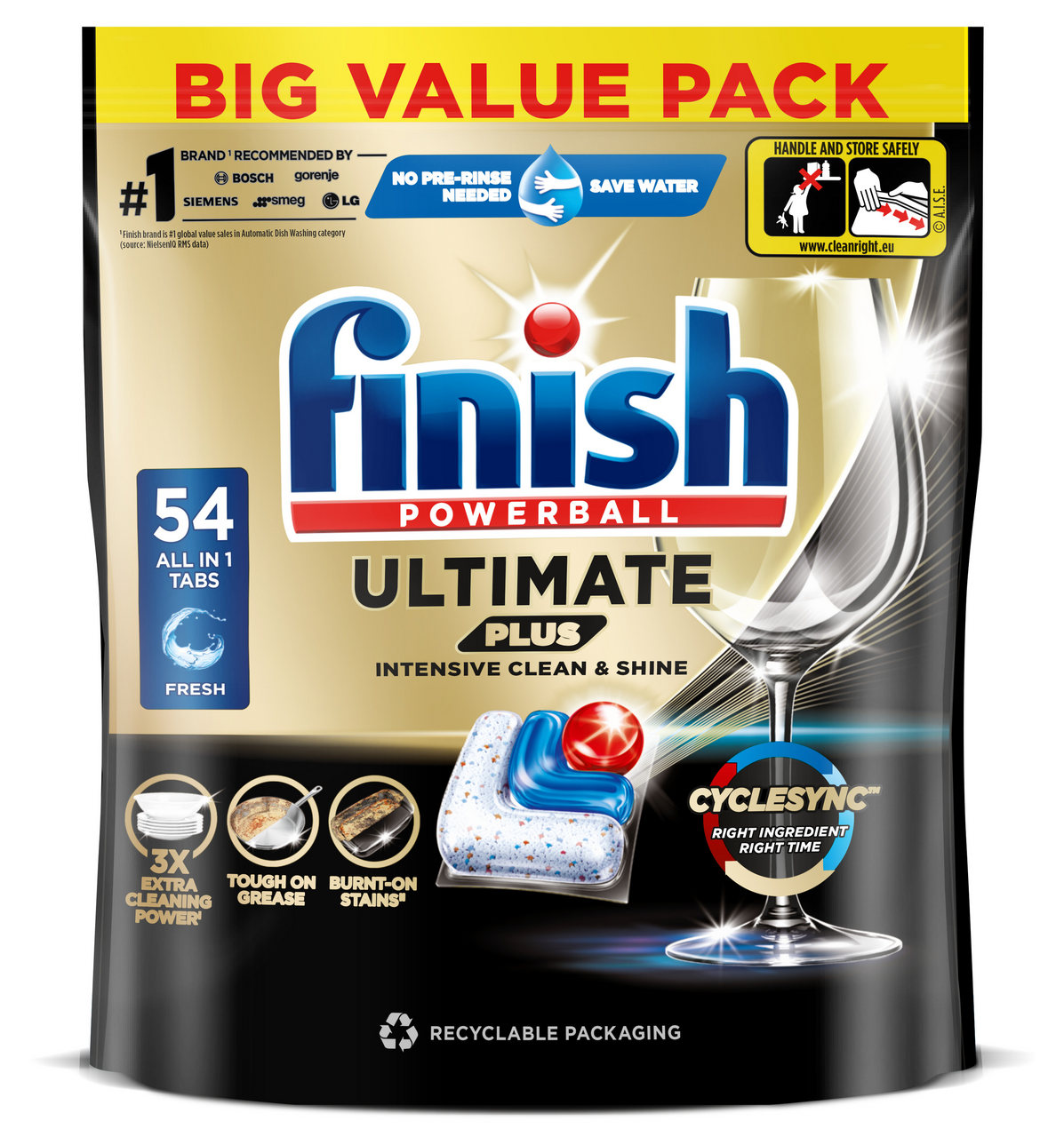 Изображение товара Капсулы для посудомоечной машины Finish Ultimate Plus Cyclesynk, 54шт