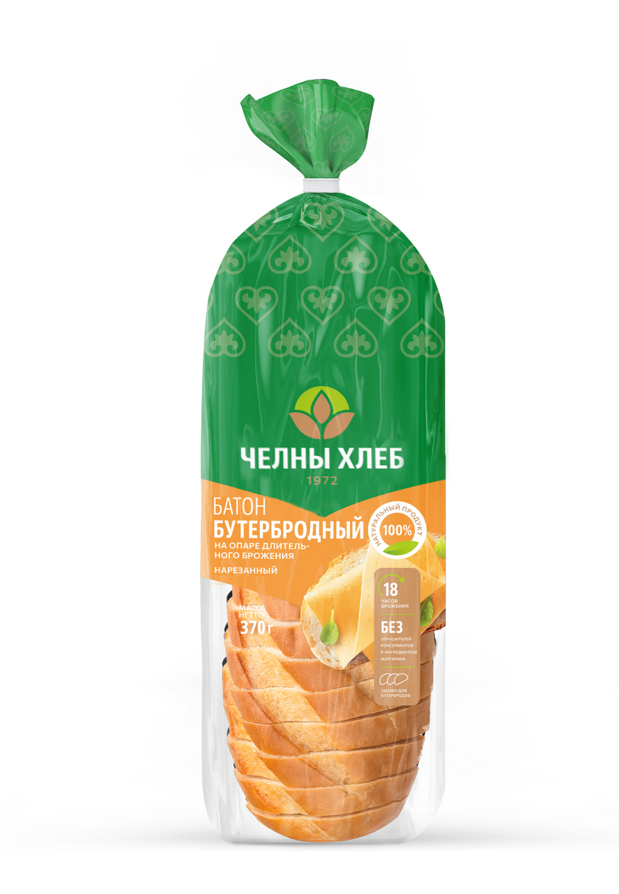 Батон Челны-хлеб бутербродный нарезной, 370г