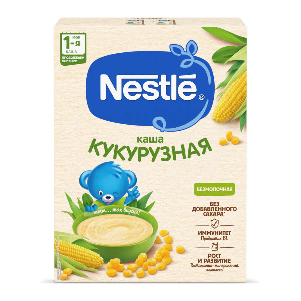 Каша Nestle кукурузная безмолочная детская, 200г купить с доставкой на дом,  цены в интернет-магазине