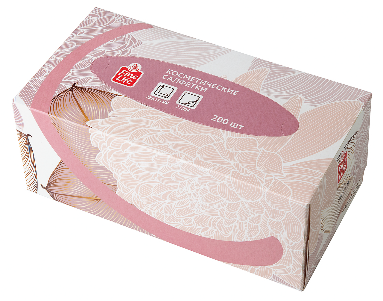 Fine Life Салфетки косметические бумажные белые двуслойные, 200шт