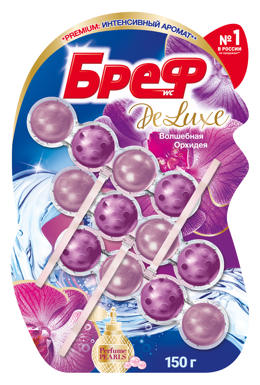 Изображение товара Блок для унитаза Бреф Deluxe Волшебная орхидея (50г x 3шт), 150г