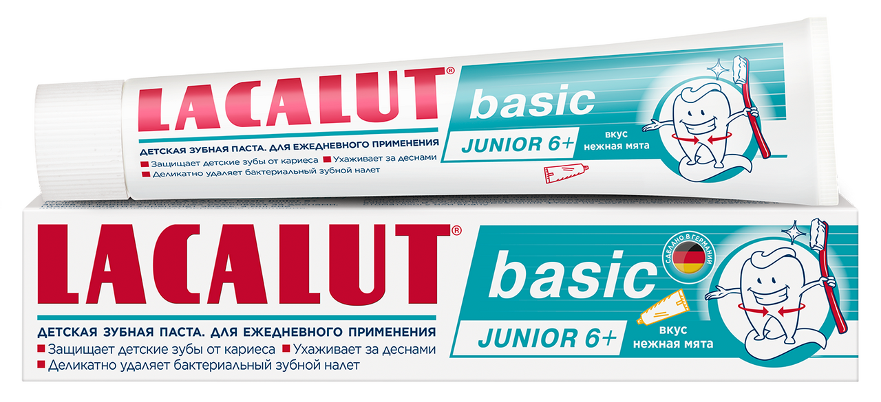 Изображение товара Зубная паста детская Lacalut Basic Junior Нежная мята 6+, 60г