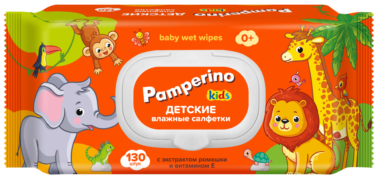 Изображение товара Салфетки влажные детские Pamperino Kids Ромашка-витамин Е, 130шт