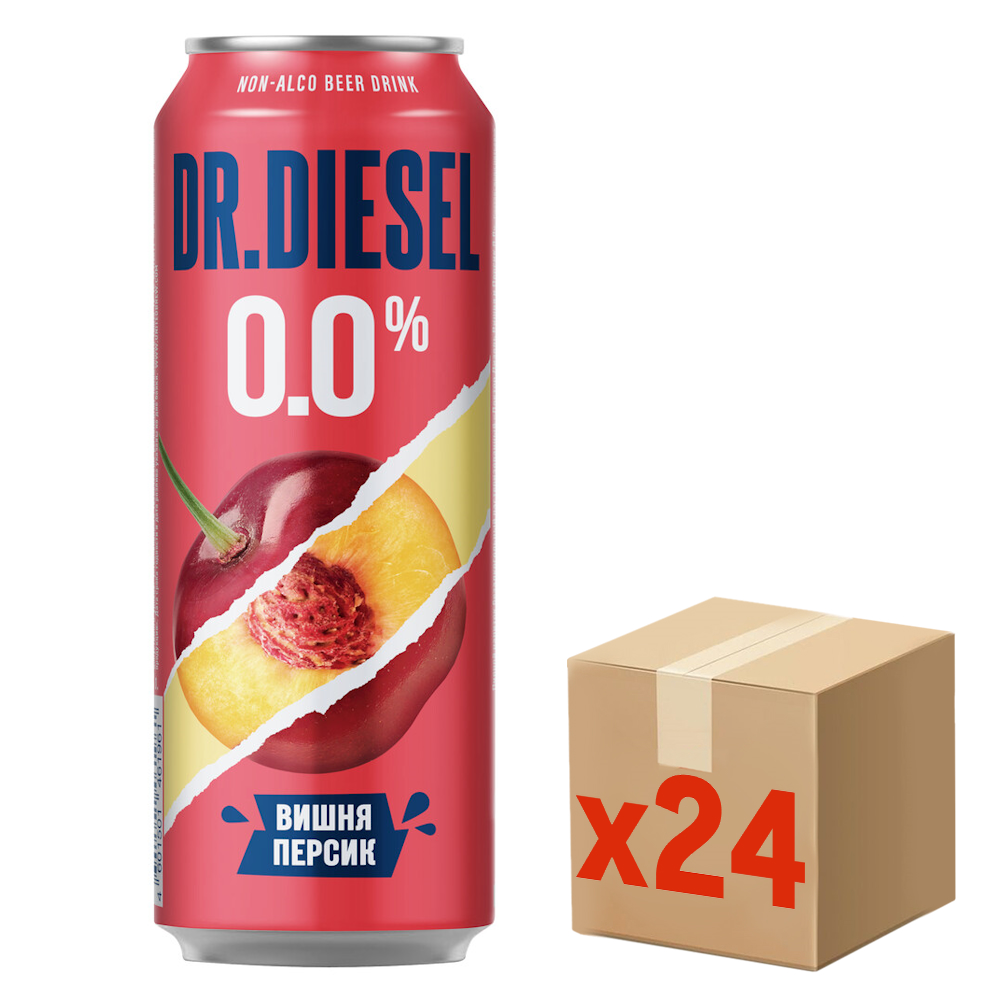 Напиток пивной Doctor Diesel с вишней и персиком безалкогольный, 0.43л x 24 шт