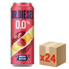 Напиток пивной Doctor Diesel с вишней и персиком безалкогольный, 0.43л x 24 шт